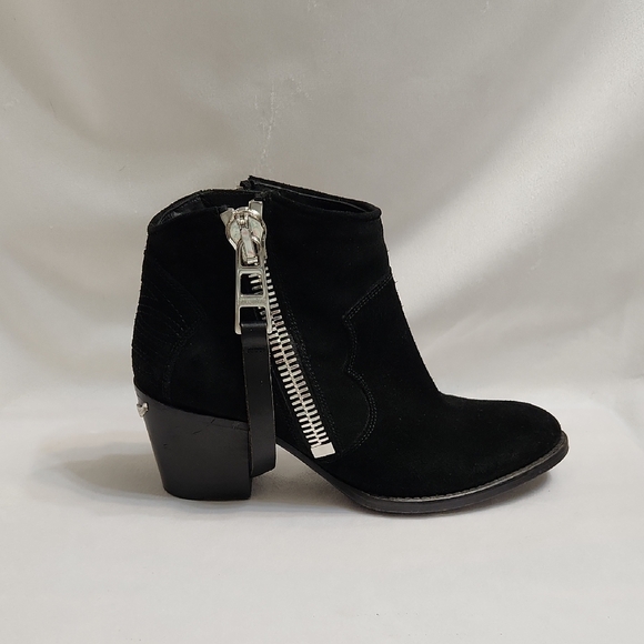 Zadig & Voltaire Molly Suede Ankle Booties with Silver Zipper (W Size 37) - Picture 1 of 16